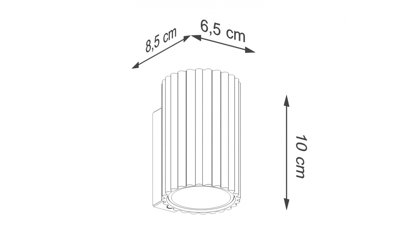 Applique en aluminium cannelé 10 cm blanc - Karbon