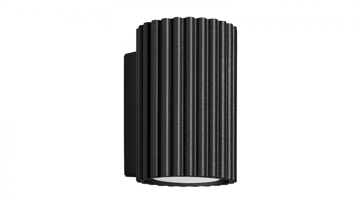 Applique en aluminium cannelé 10 cm noir - Karbon
