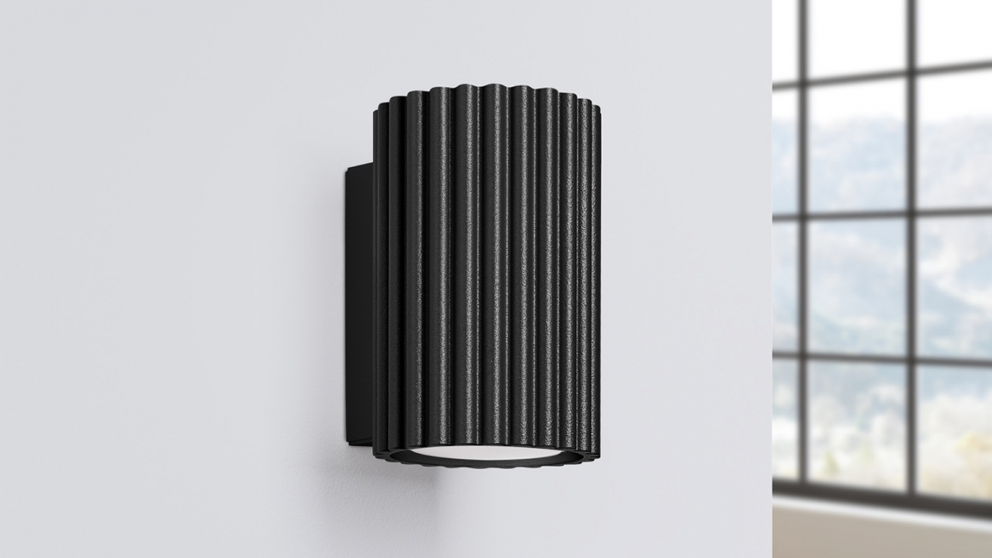 Applique en aluminium cannelé 10 cm noir - Karbon
