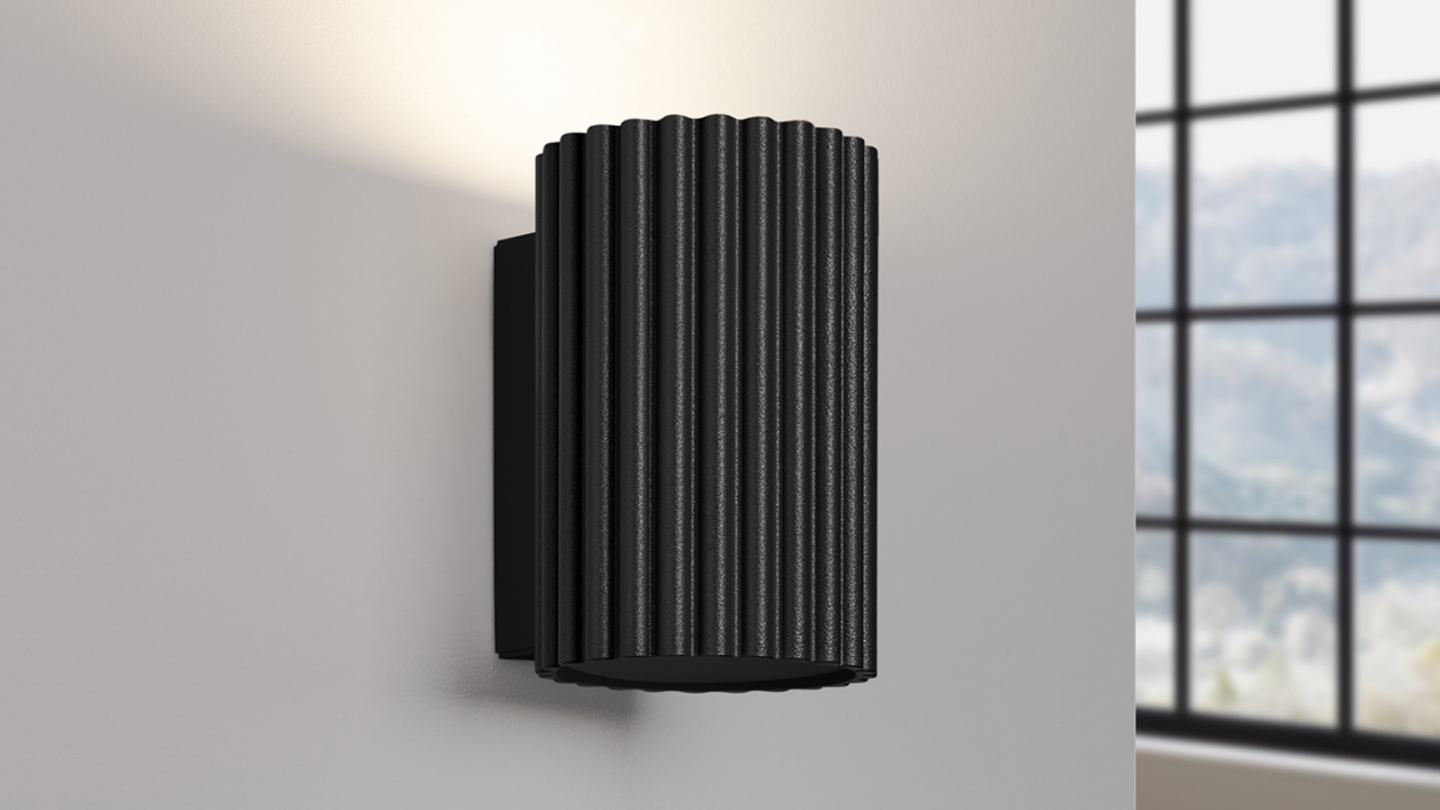 Applique en aluminium cannelé 10 cm noir - Karbon