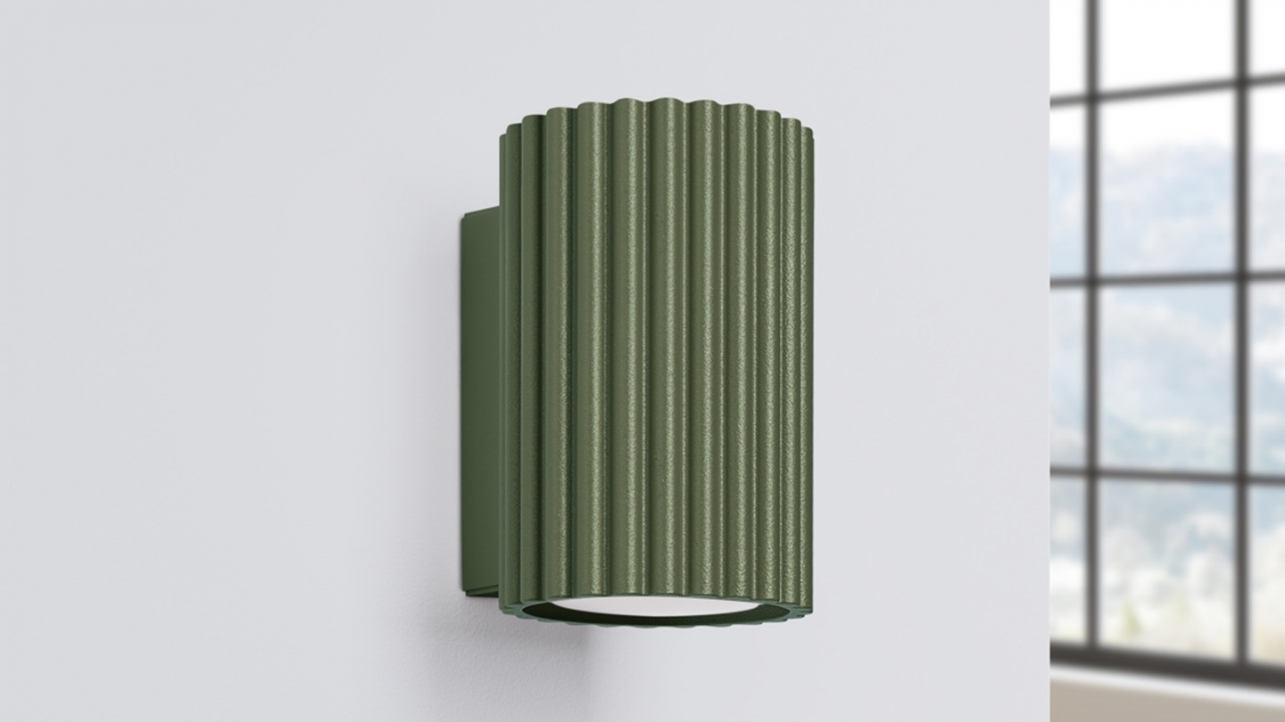 Applique en aluminium cannelé 10 cm vert olive - Karbon