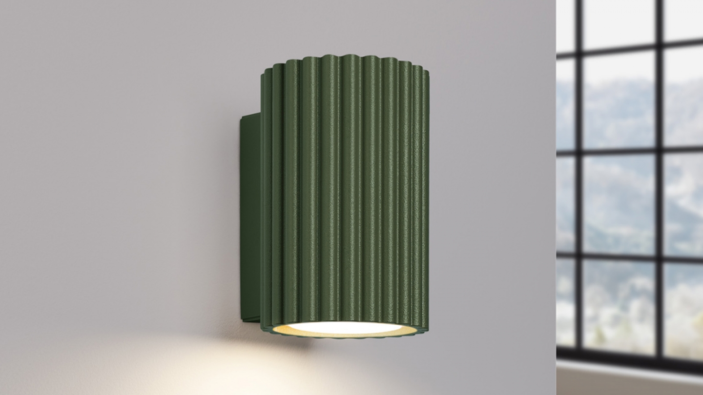 Applique en aluminium cannelé 10 cm vert olive - Karbon