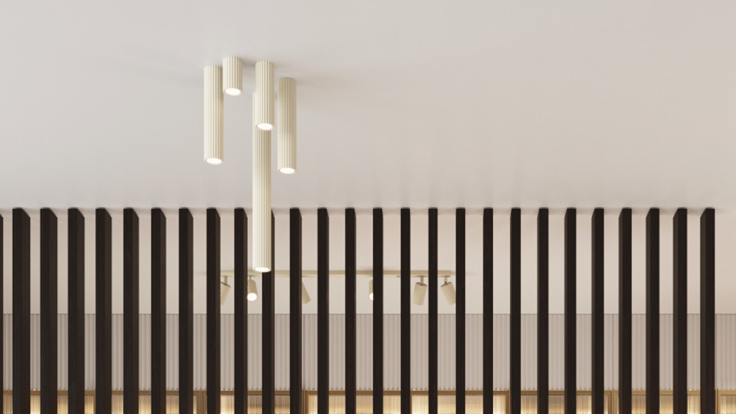 Plafonnier en aluminium cannelé 40 cm beige - Karbon Plafonnier en aluminium cannelé 40 cm beige - Karbon