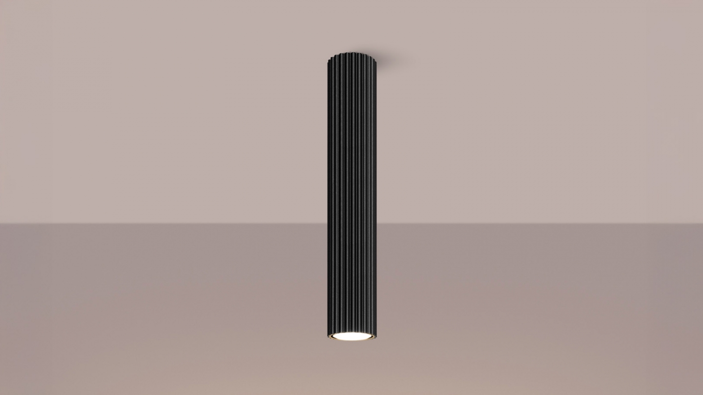 Plafonnier en aluminium cannelé 40 cm noir - Karbon Plafonnier en aluminium cannelé 40 cm noir - Karbon