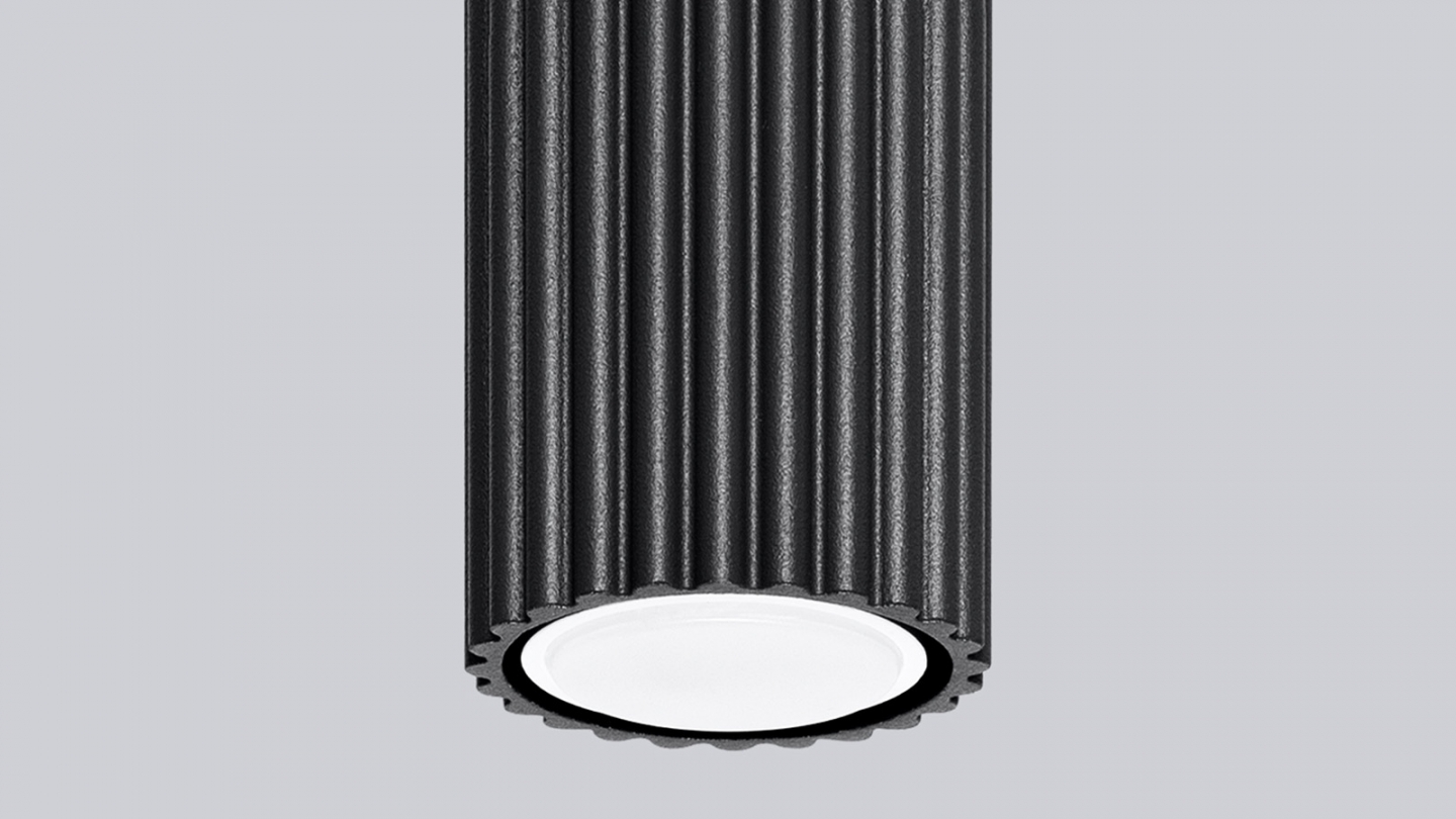 Plafonnier en aluminium cannelé 40 cm noir - Karbon Plafonnier en aluminium cannelé 40 cm noir - Karbon