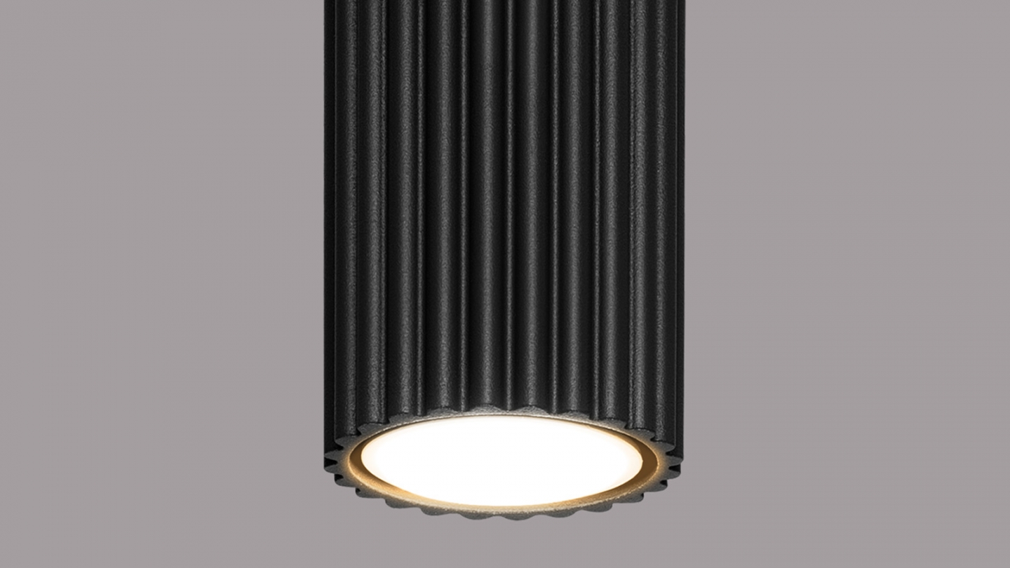 Plafonnier en aluminium cannelé 40 cm noir - Karbon Plafonnier en aluminium cannelé 40 cm noir - Karbon