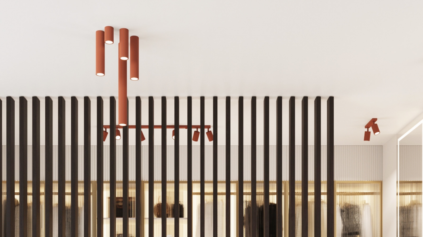 Plafonnier en aluminium cannelé 40 cm terracotta - Karbon Plafonnier en aluminium cannelé 40 cm terracotta - Karbon