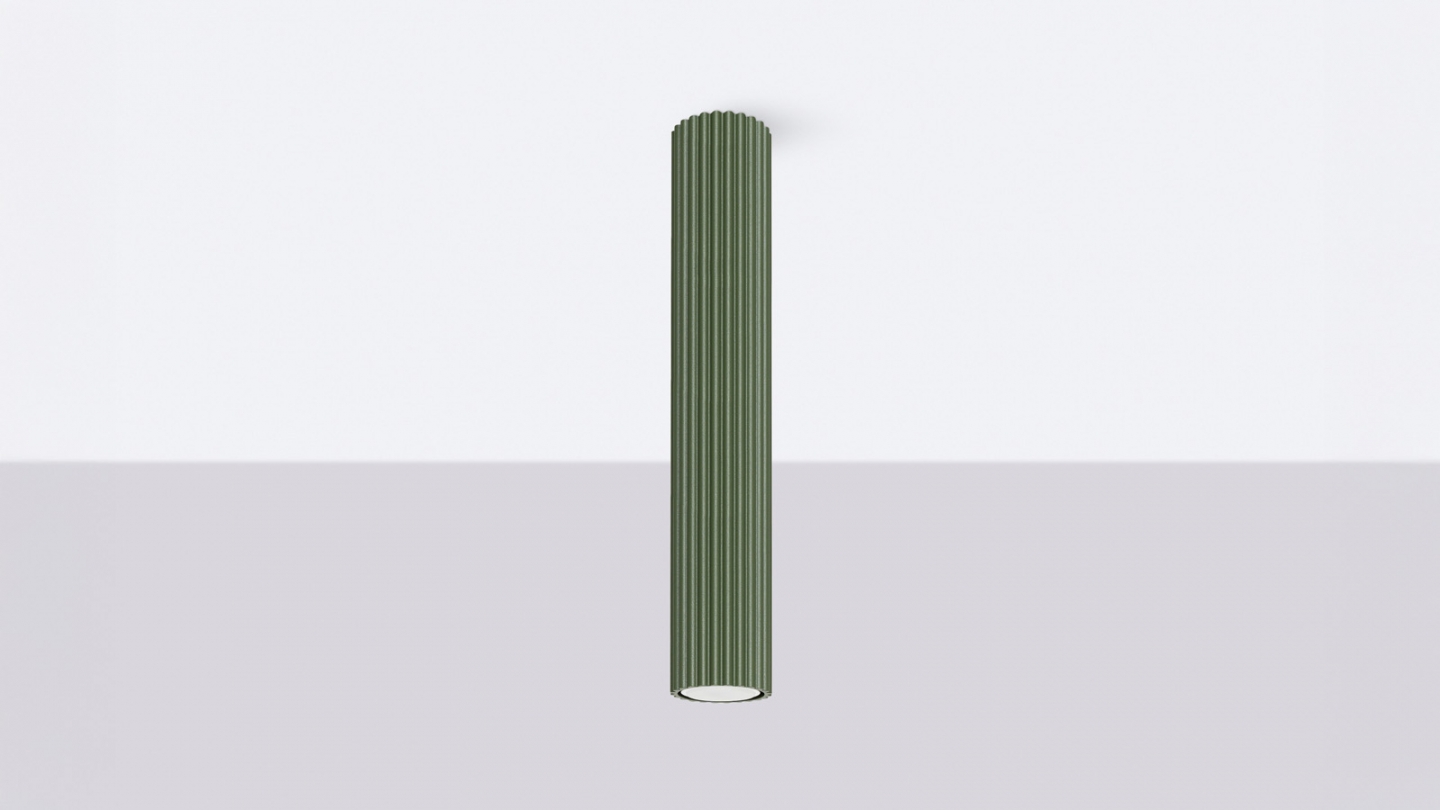 Plafonnier en aluminium cannelé 40 cm vert olive - Karbon Plafonnier en aluminium cannelé 40 cm vert olive - Karbon