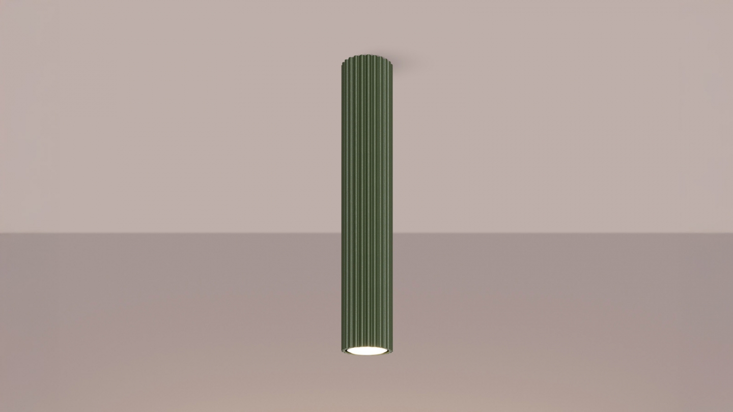 Plafonnier en aluminium cannelé 40 cm vert olive - Karbon Plafonnier en aluminium cannelé 40 cm vert olive - Karbon