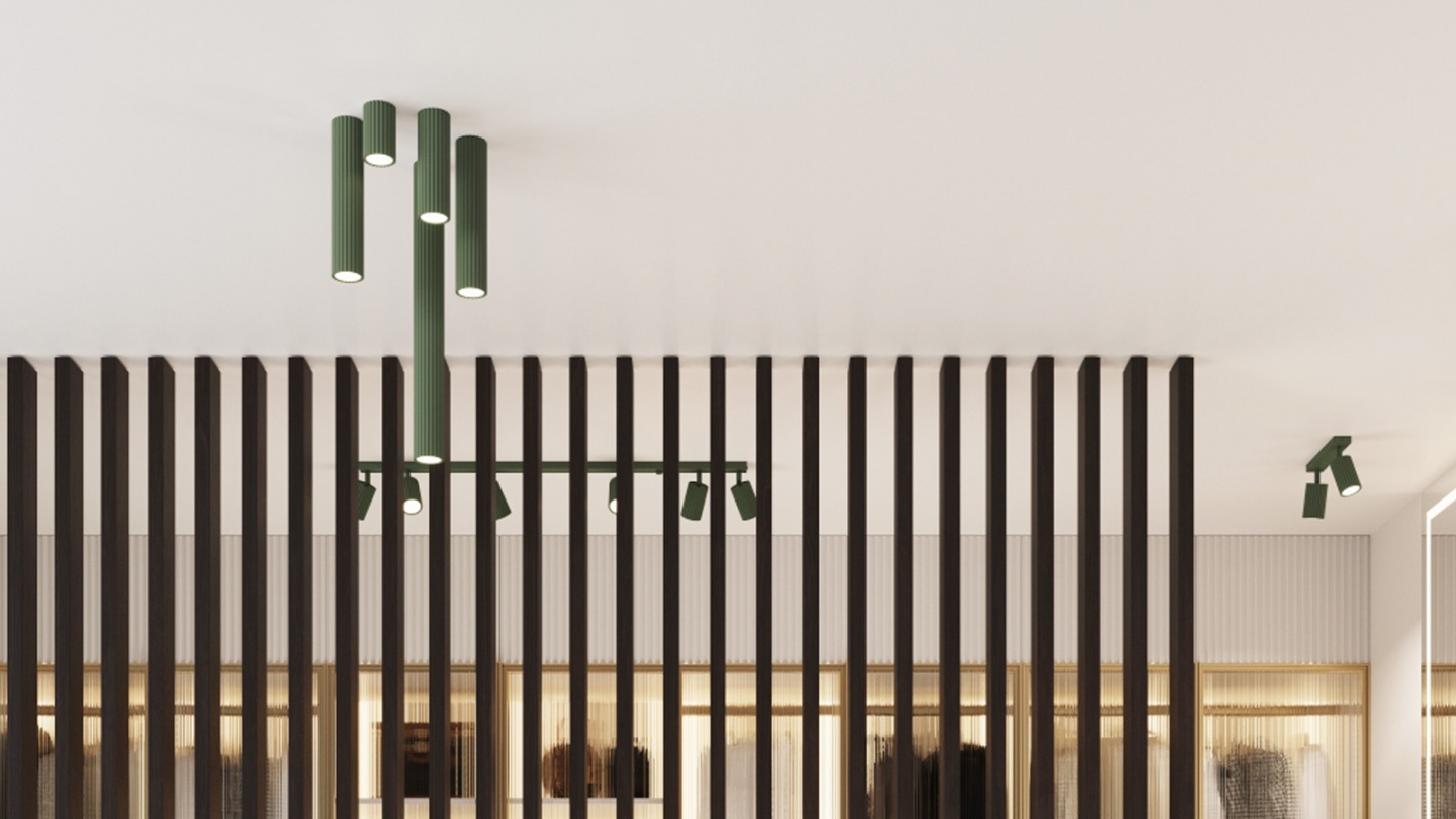 Plafonnier en aluminium cannelé 40 cm vert olive - Karbon Plafonnier en aluminium cannelé 40 cm vert olive - Karbon