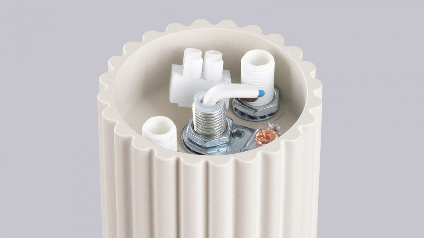 Plafonnier en aluminium cannelé beige - Halo