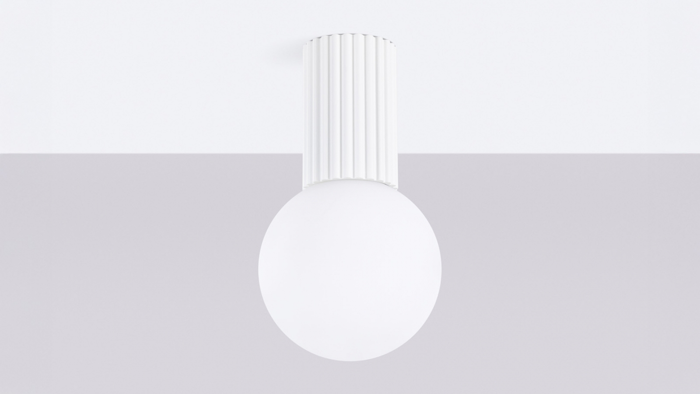 Plafonnier en aluminium cannelé blanc - Halo