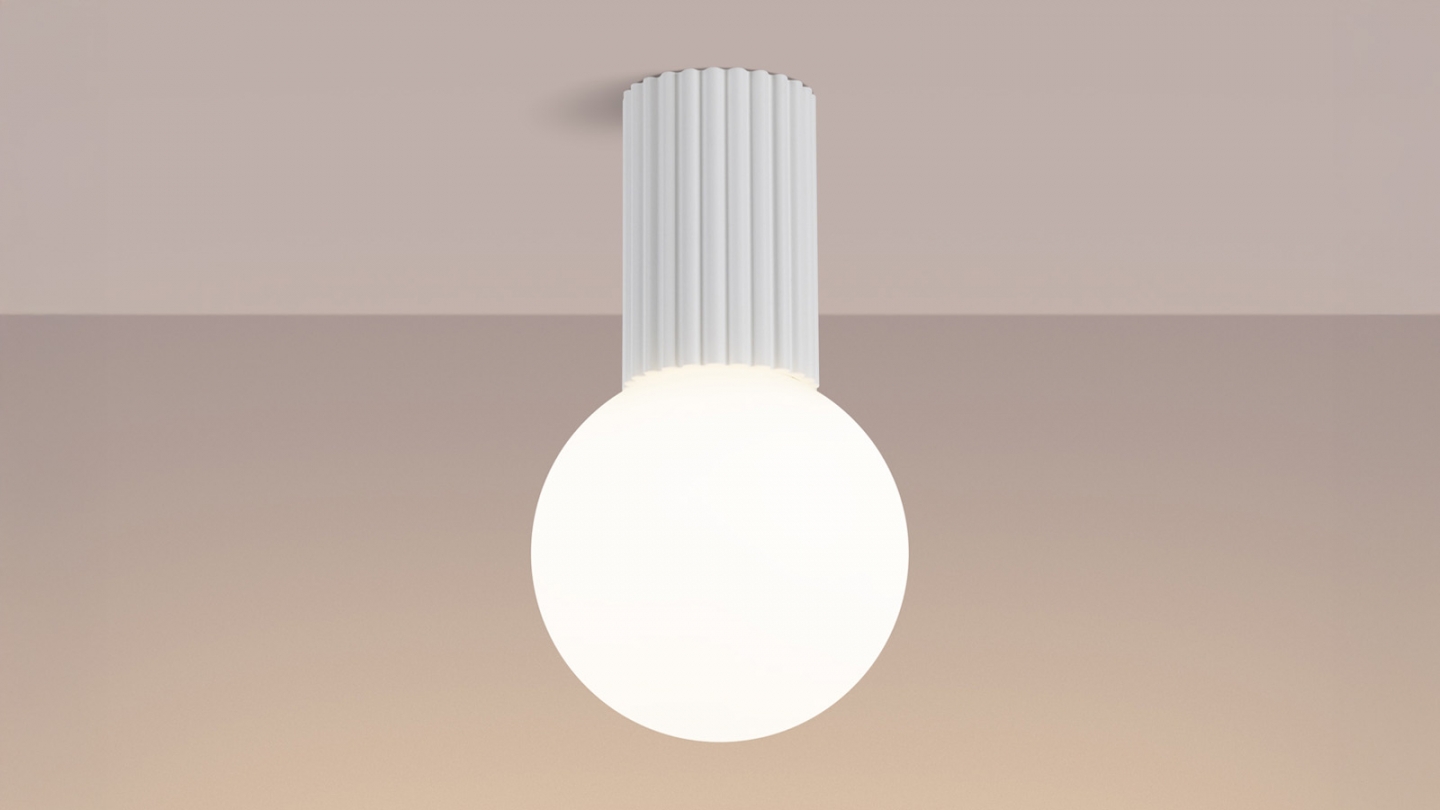 Plafonnier en aluminium cannelé blanc - Halo