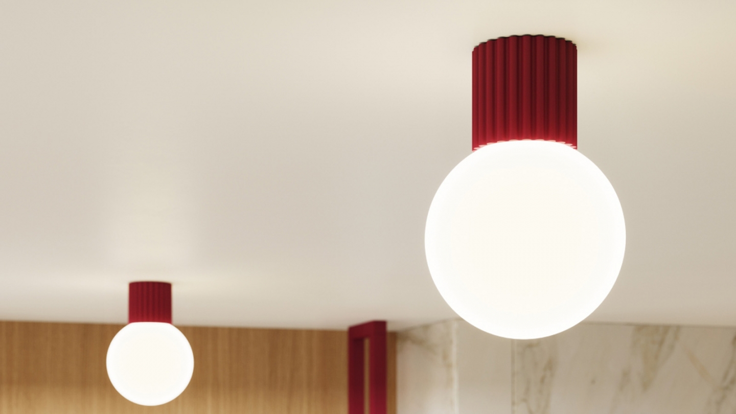 Plafonnier en aluminium cannelé Bordeaux - Halo