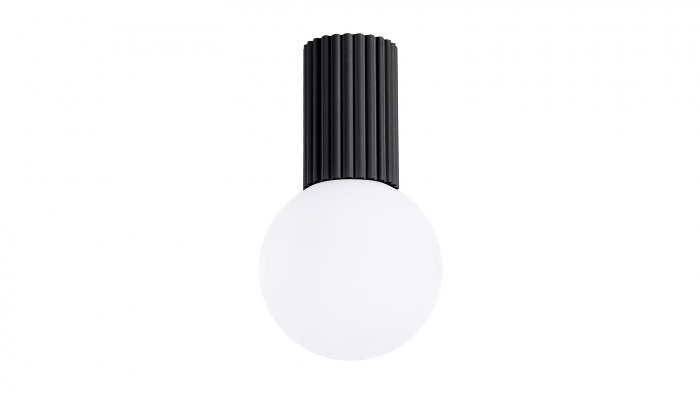 Plafonnier en aluminium cannelé noir - Halo