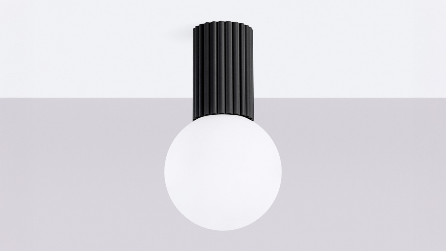 Plafonnier en aluminium cannelé noir - Halo