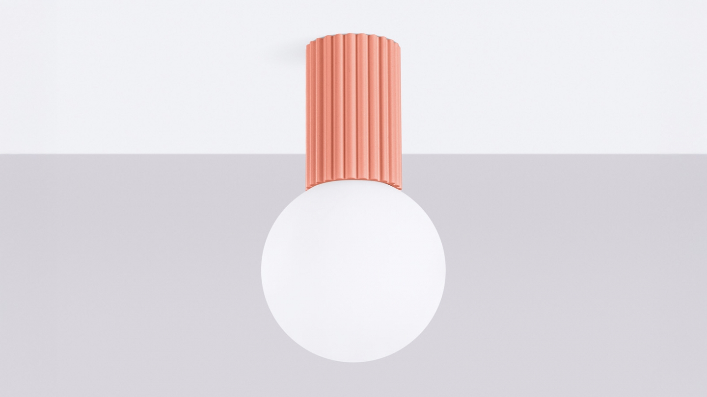 Plafonnier en aluminium cannelé pêche - Halo