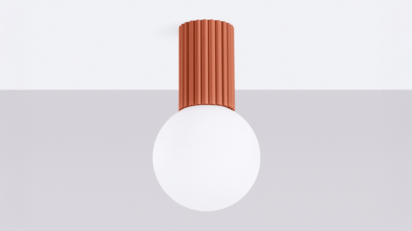 Plafonnier en aluminium cannelé terracotta - Halo