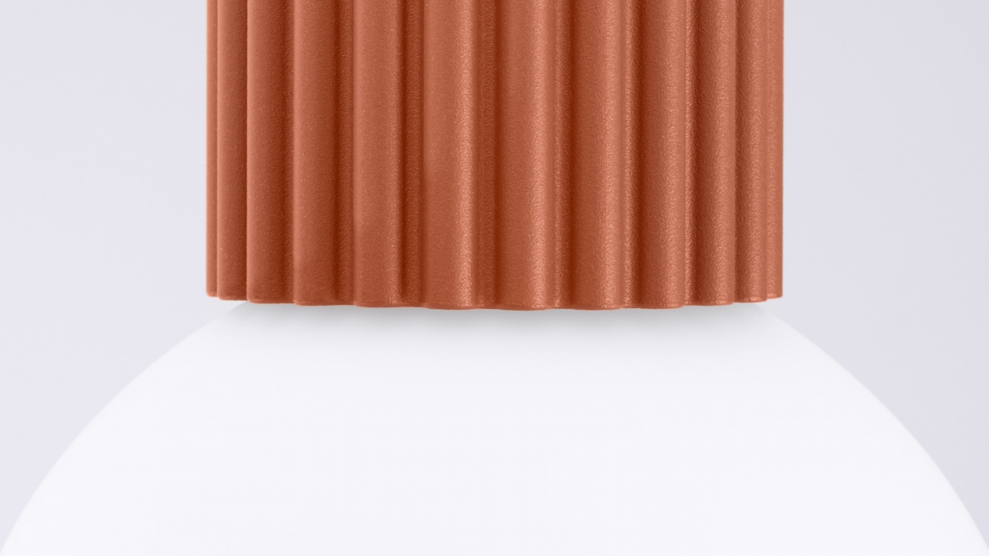 Plafonnier en aluminium cannelé terracotta - Halo