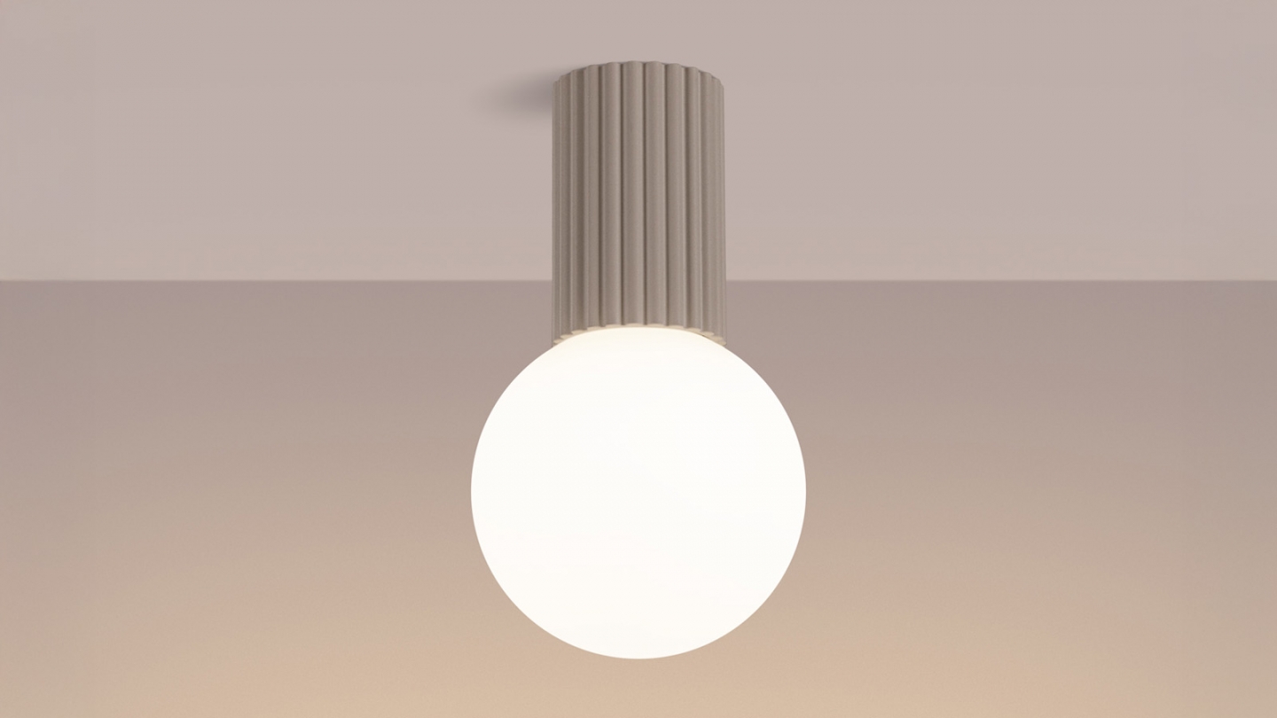 Plafonnier en aluminium cannelé taupe - Halo