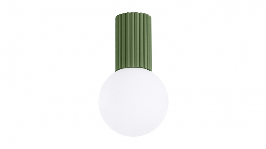 Plafonnier en aluminium cannelé vert olive - Halo
