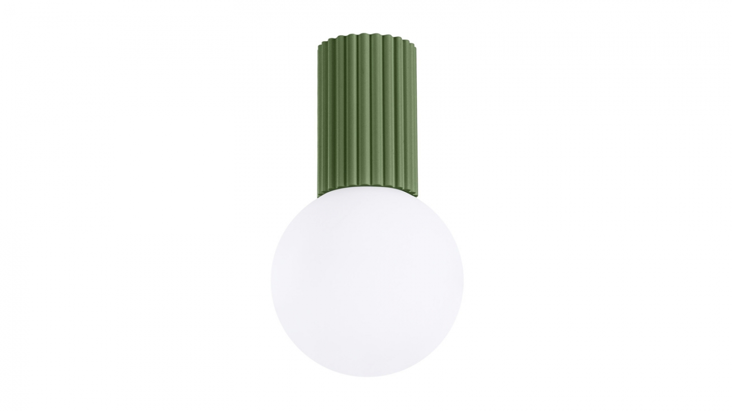 Plafonnier en aluminium cannelé vert olive - Halo
