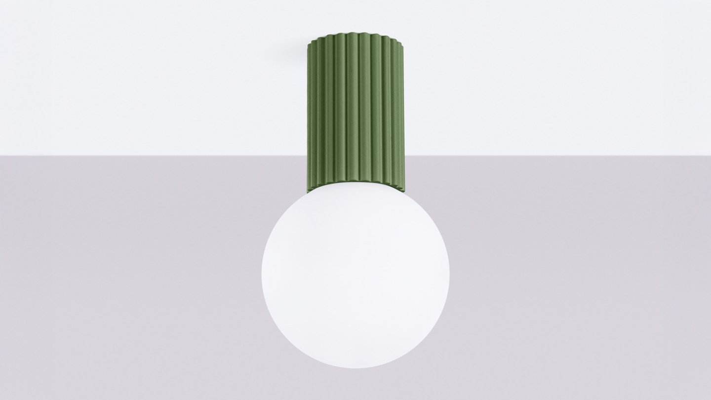 Plafonnier en aluminium cannelé vert olive - Halo