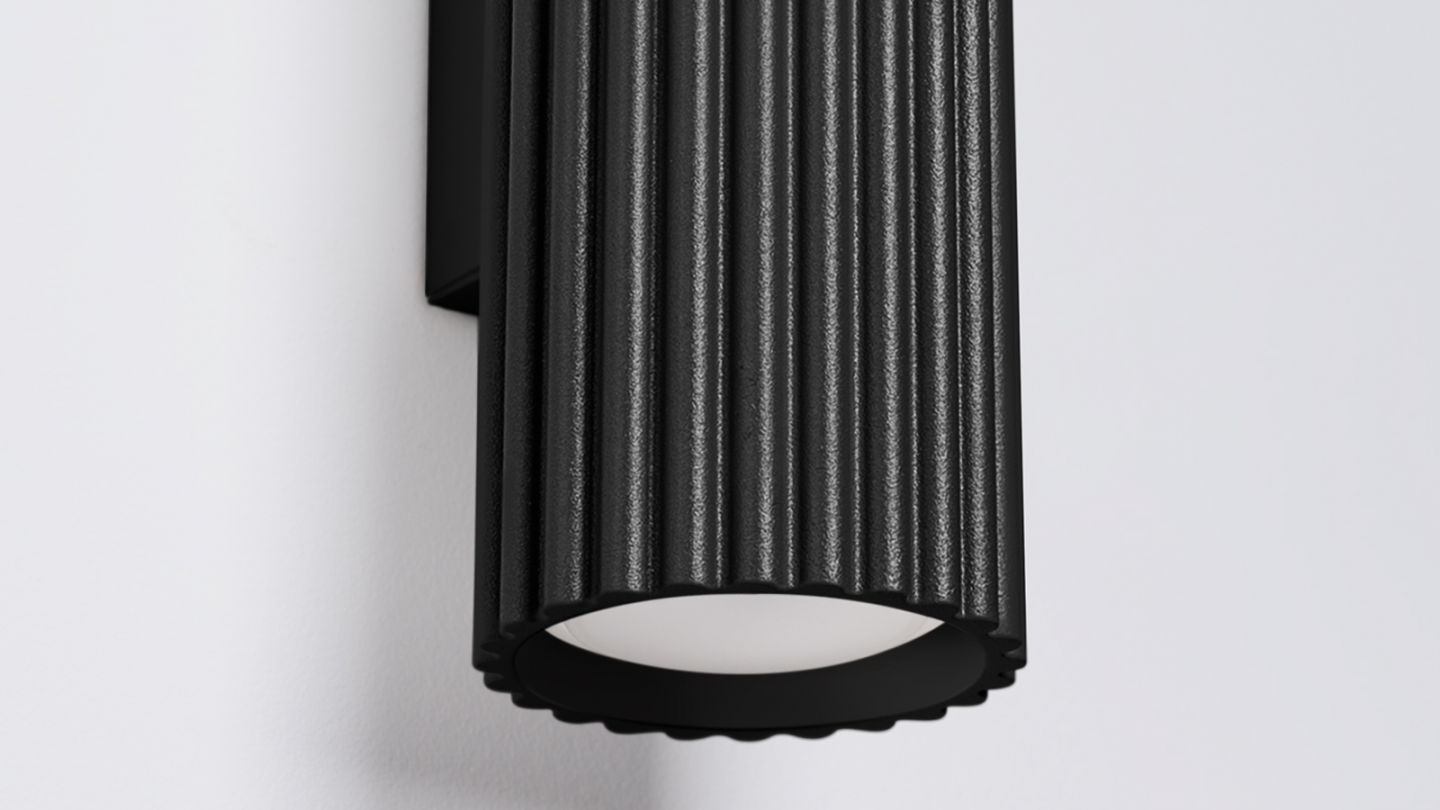 Applique en aluminium cannelé 20 cm noir - Karbon