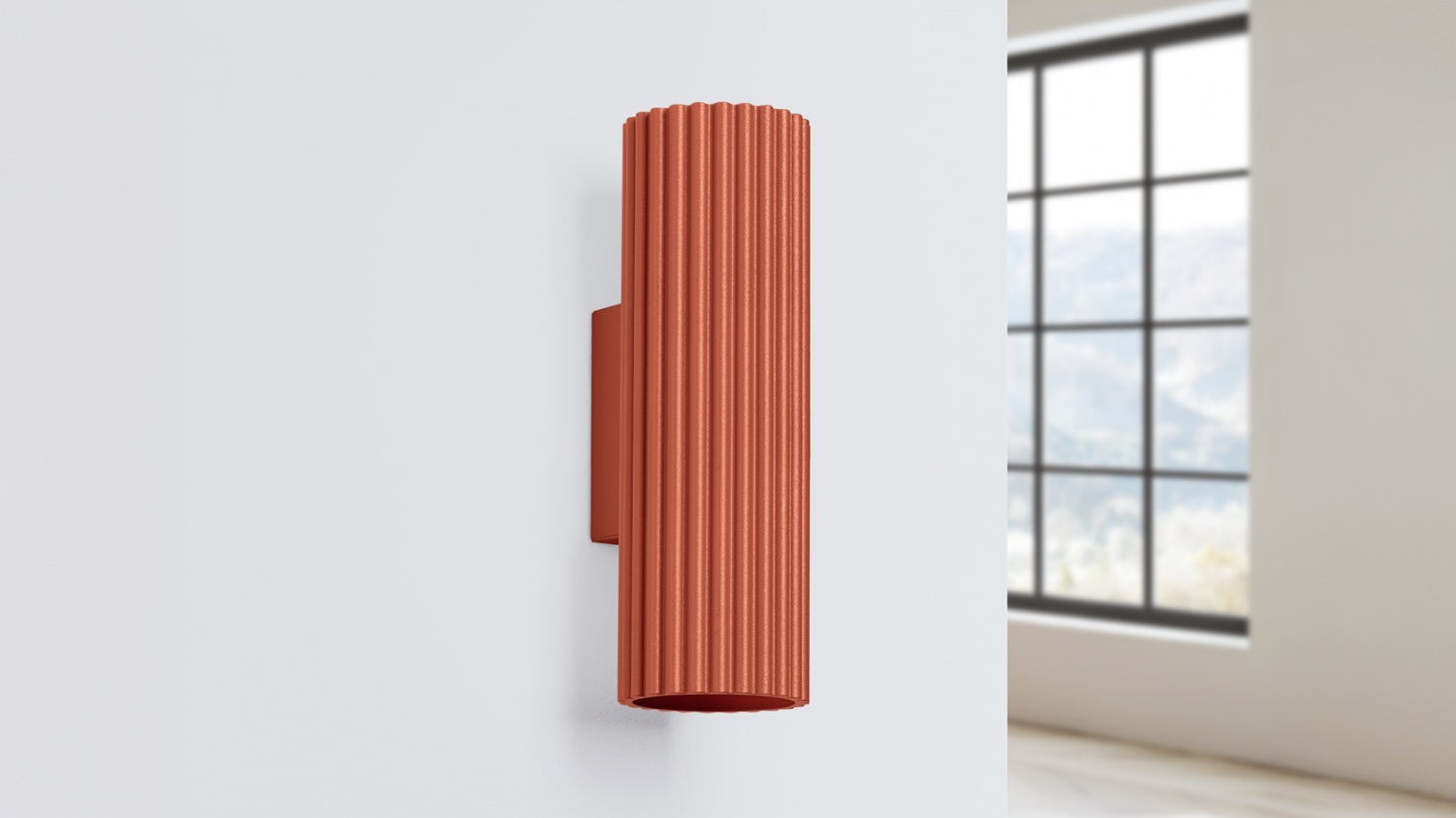 Applique en aluminium cannelé 20 cm terracotta - Karbon