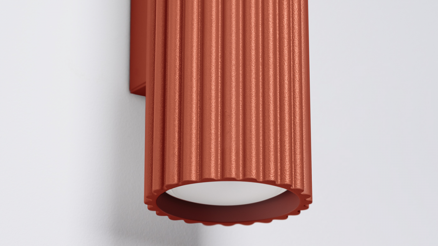 Applique en aluminium cannelé 20 cm terracotta - Karbon