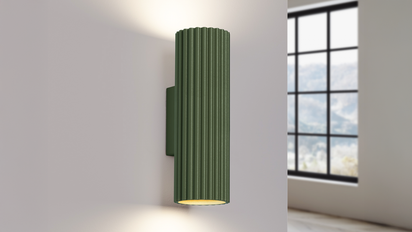 Applique en aluminium cannelé 20 cm vert olive - Karbon