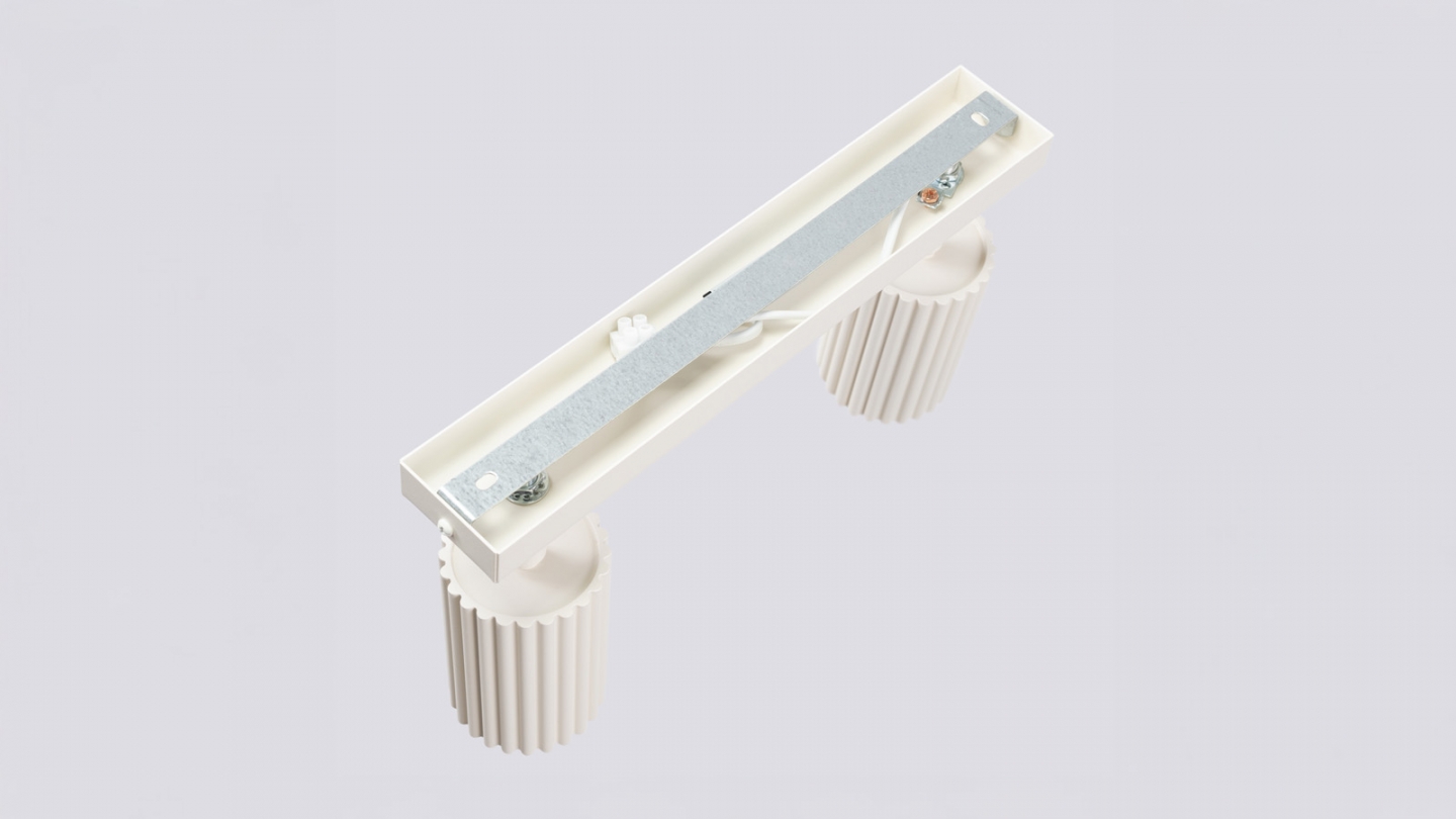 Plafonnier linéaire en aluminium cannelé 2 ampoules beige - Karbon