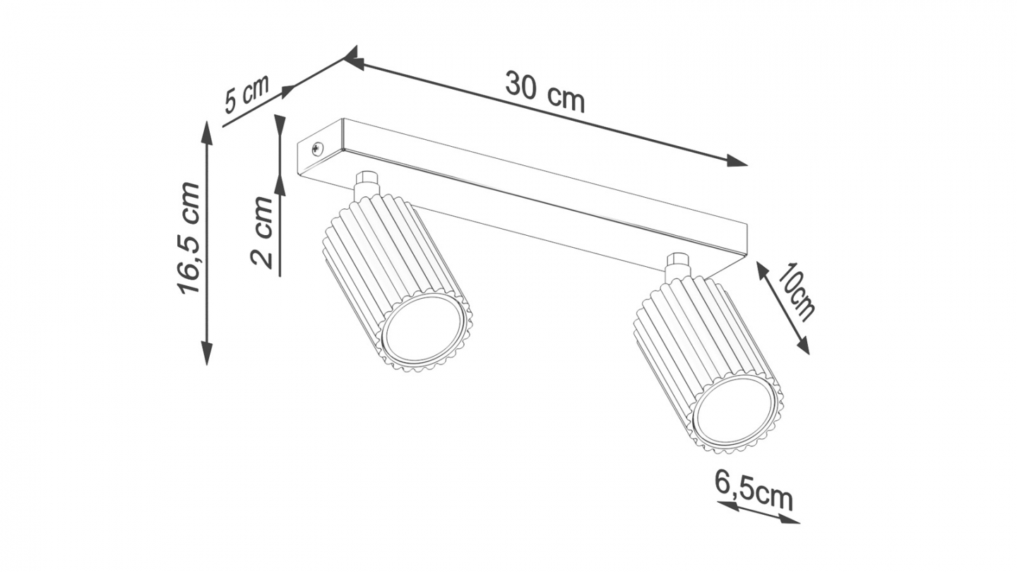 Plafonnier linéaire en aluminium cannelé 2 ampoules beige - Karbon