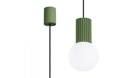 Suspension en aluminium cannelé vert olive - Halo