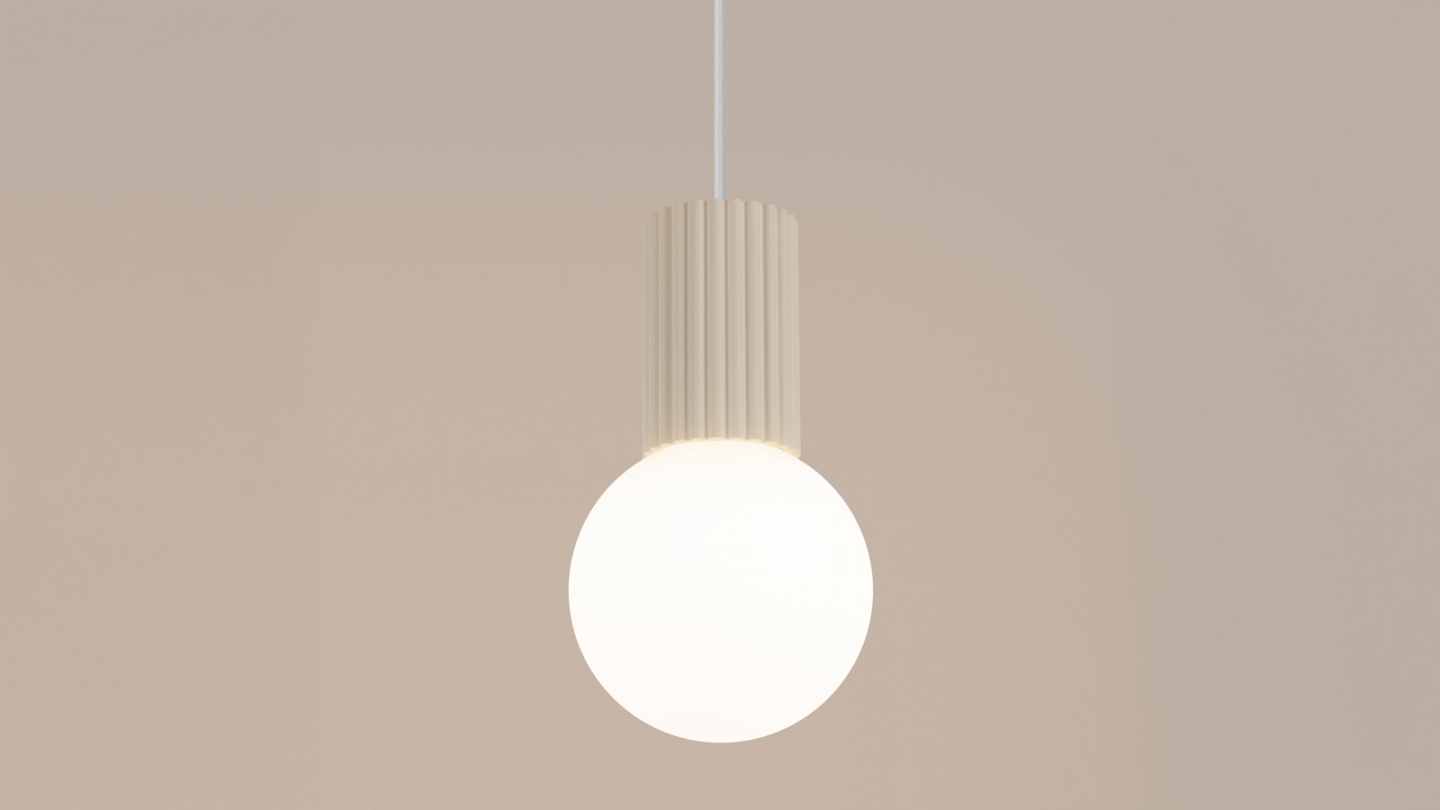 Suspension en aluminium cannelé beige - Halo