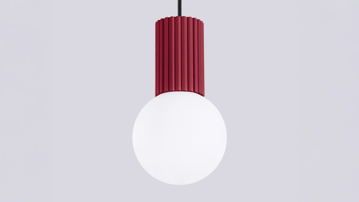 Suspension en aluminium cannelé bordeaux - Halo