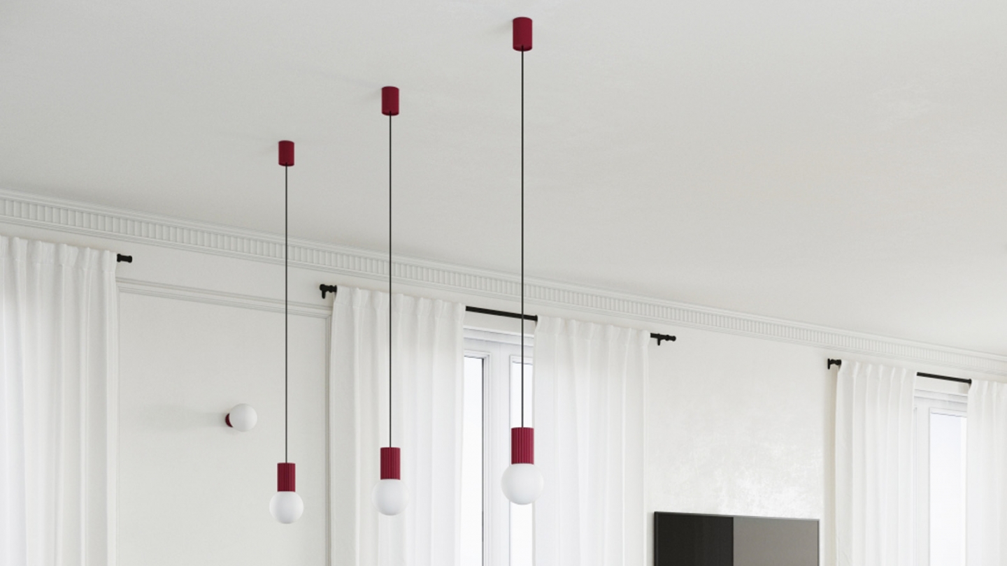 Suspension en aluminium cannelé bordeaux - Halo