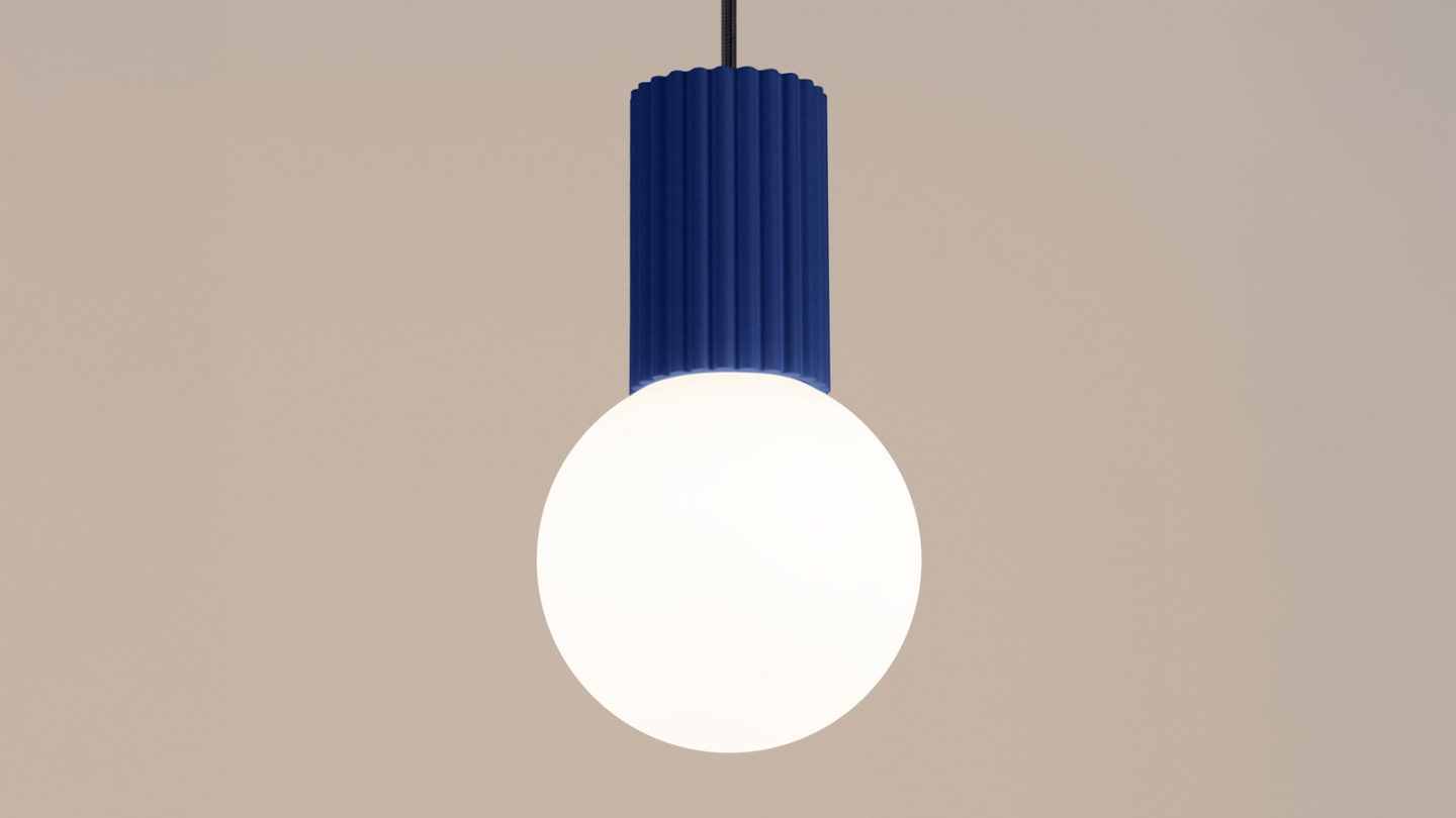 Suspension en aluminium cannelé bleu marine - Halo