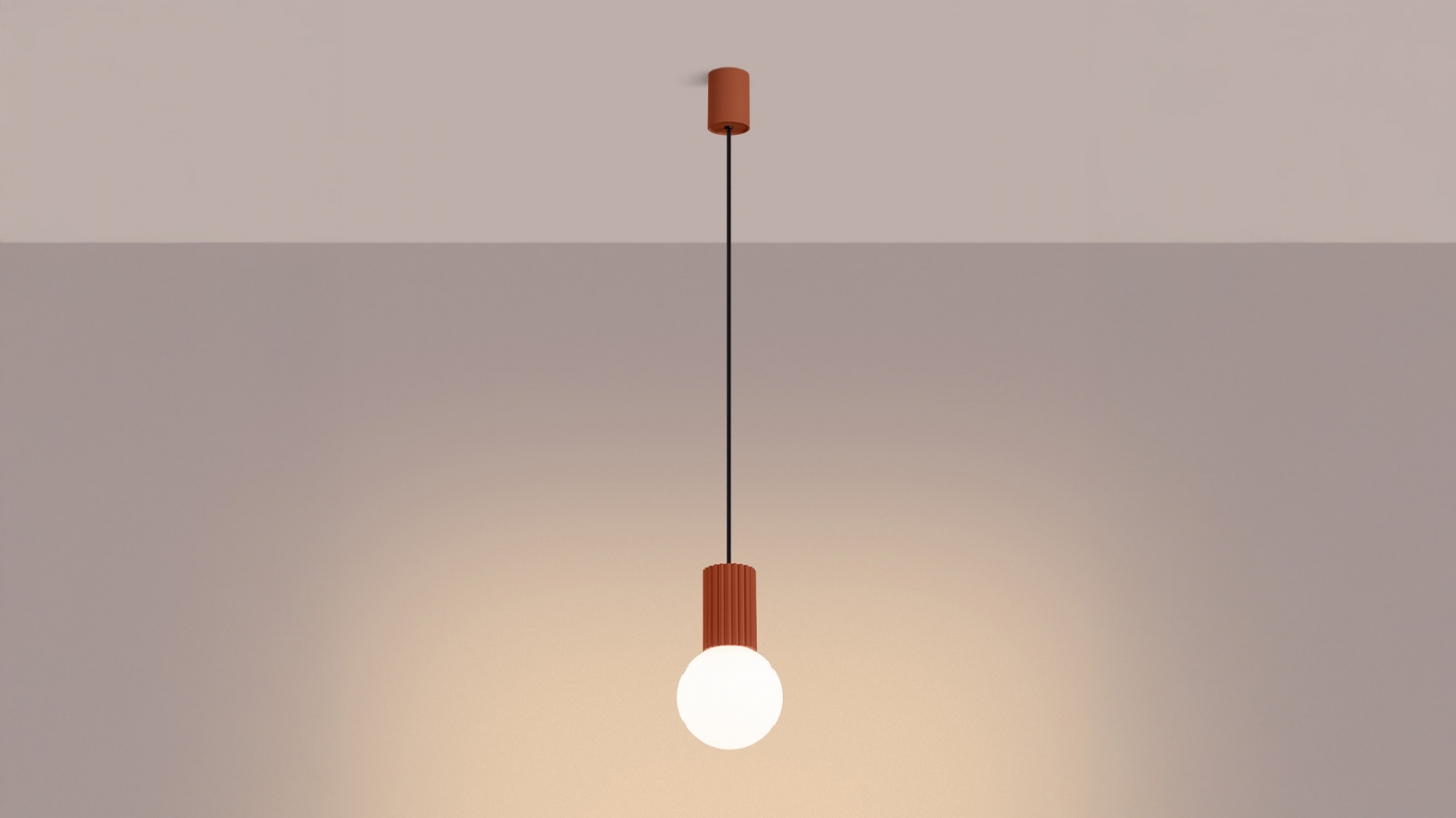 Suspension en aluminium cannelé terracotta - Halo