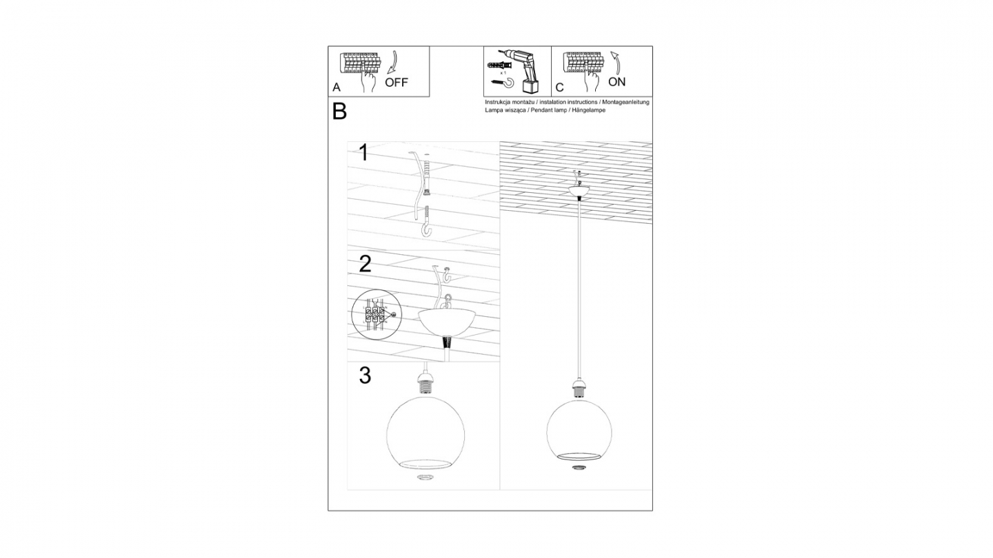 Suspension en verre transparent 30cm - Ball