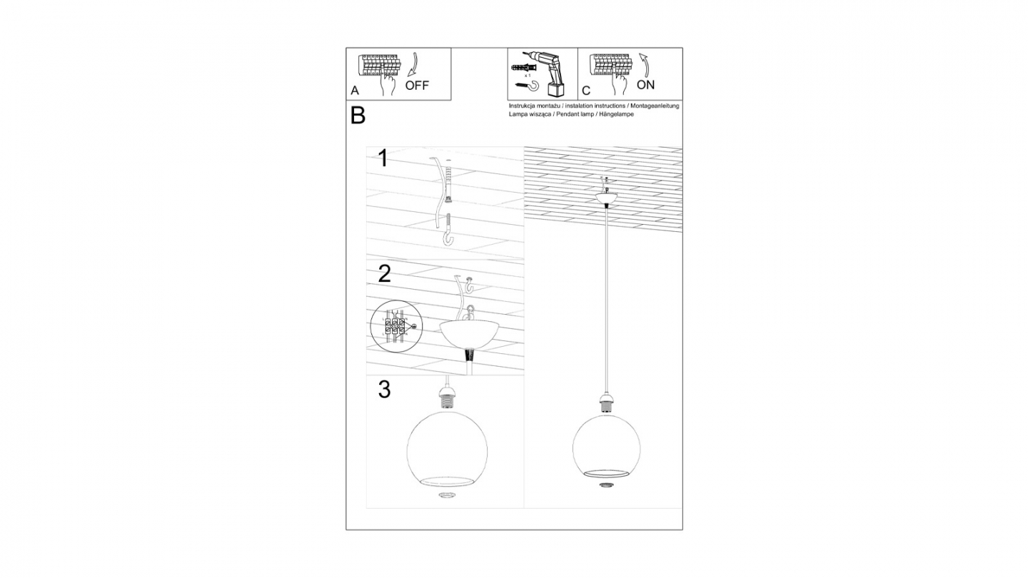 Suspension en verre champagne 30cm - Ball