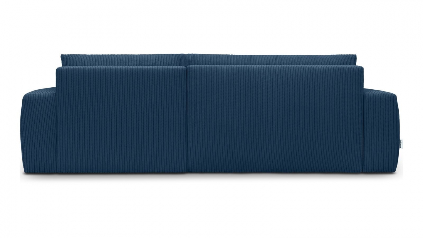 Canapé d'angle droit convertible 3 places en velours côtelé bleu - Sonny