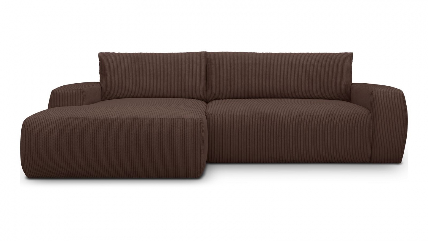 Canapé d'angle gauche convertible 3 places en velours côtelé moka - Sonny Canapé d'angle gauche convertible 3 places en velours côtelé moka - Sonny
