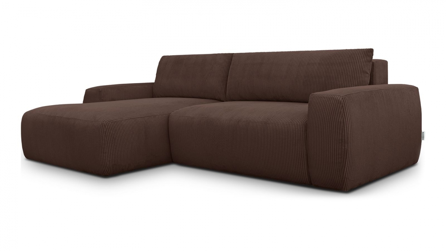 Canapé d'angle gauche convertible 3 places en velours côtelé moka - Sonny Canapé d'angle gauche convertible 3 places en velours côtelé moka - Sonny
