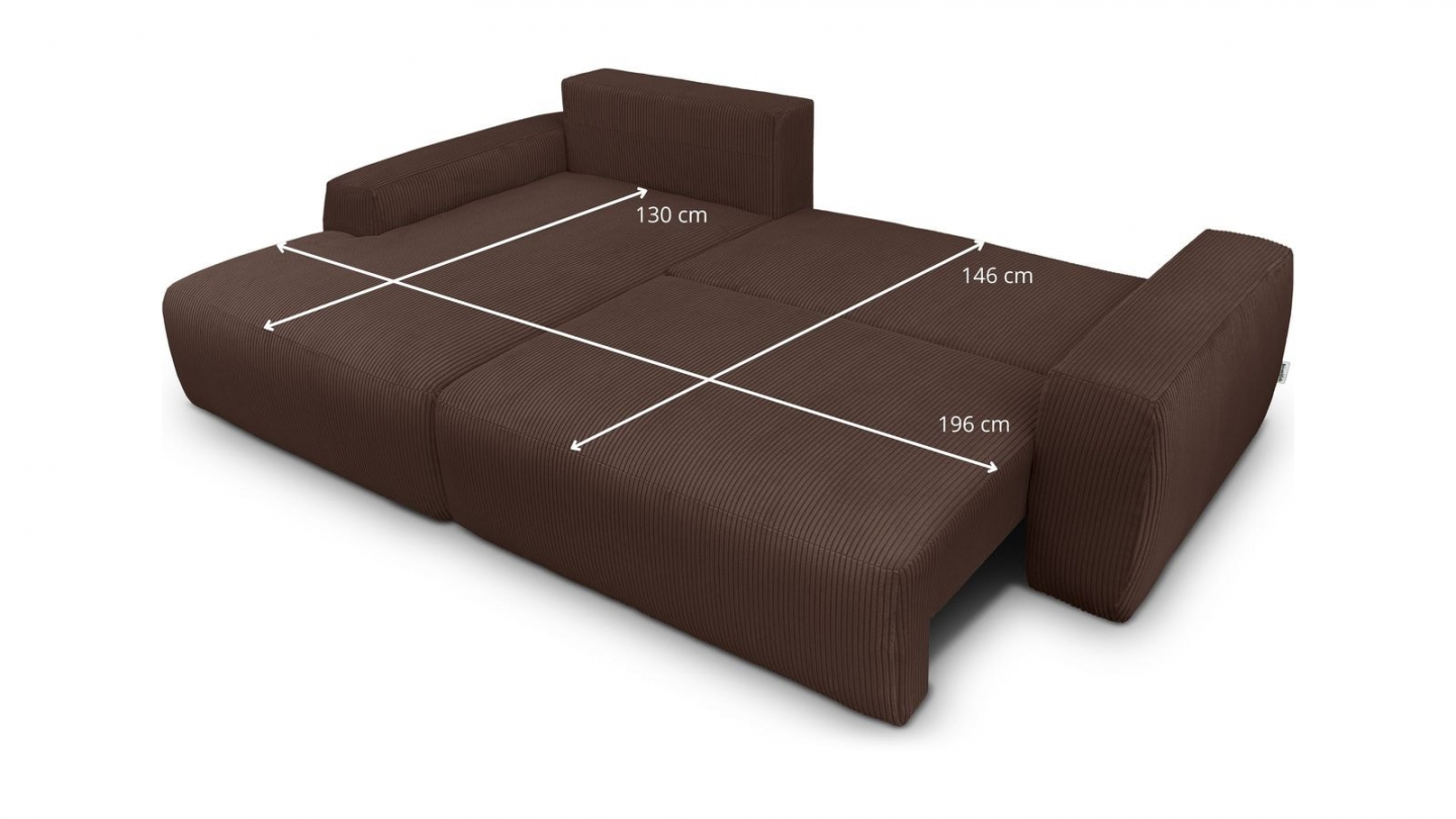 Canapé d'angle gauche convertible 3 places en velours côtelé moka - Sonny Canapé d'angle gauche convertible 3 places en velours côtelé moka - Sonny