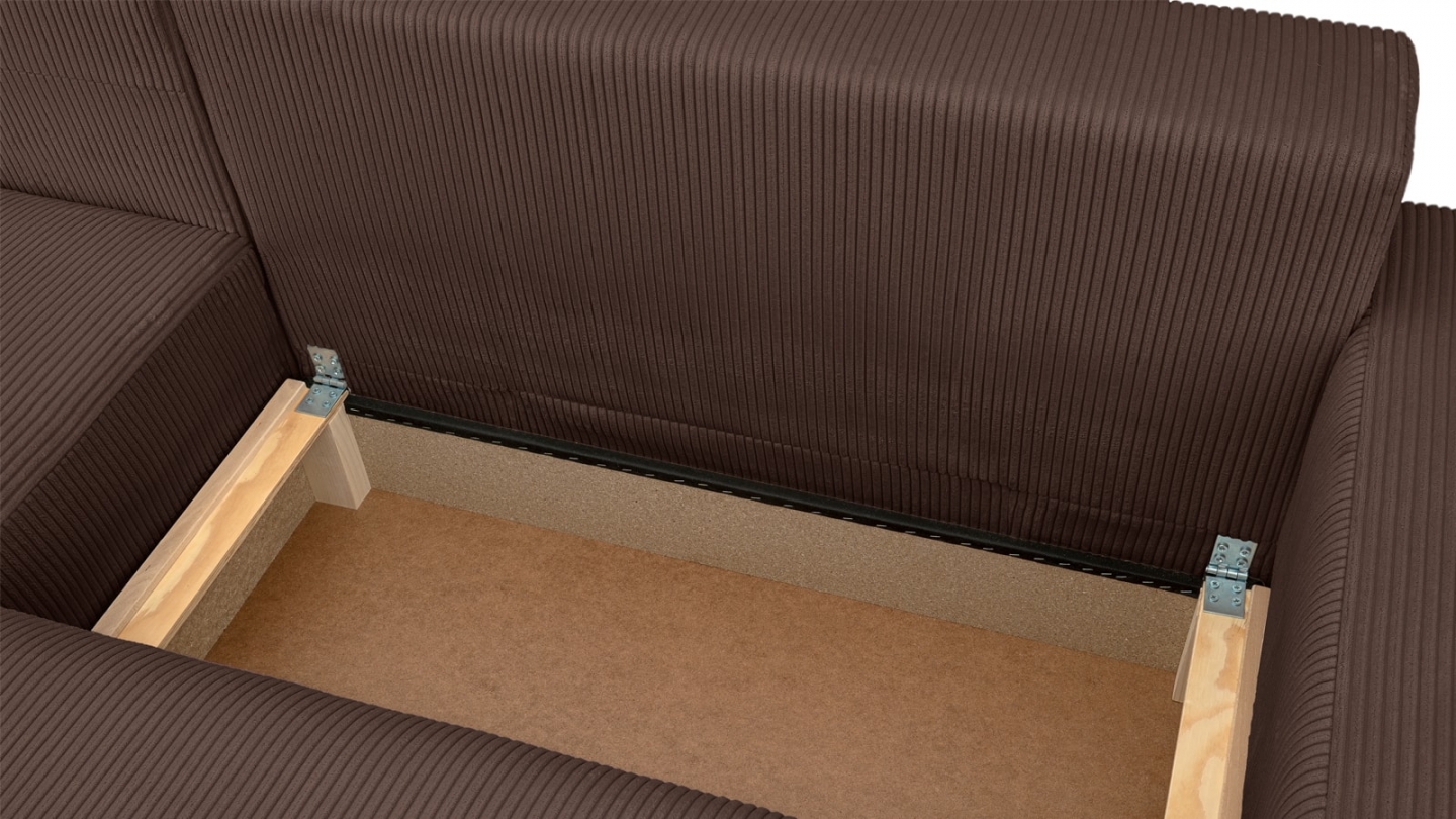 Canapé d'angle gauche convertible 3 places en velours côtelé moka - Sonny Canapé d'angle gauche convertible 3 places en velours côtelé moka - Sonny