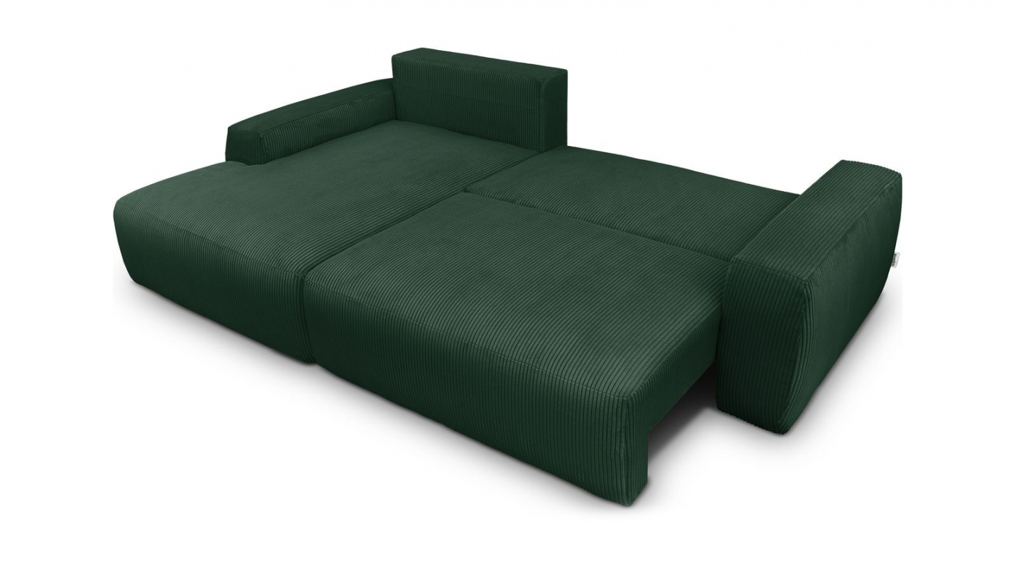 Canapé d'angle gauche convertible 3 places en velours côtelé vert - Sonny Canapé d'angle gauche convertible 3 places en velours côtelé vert - Sonny