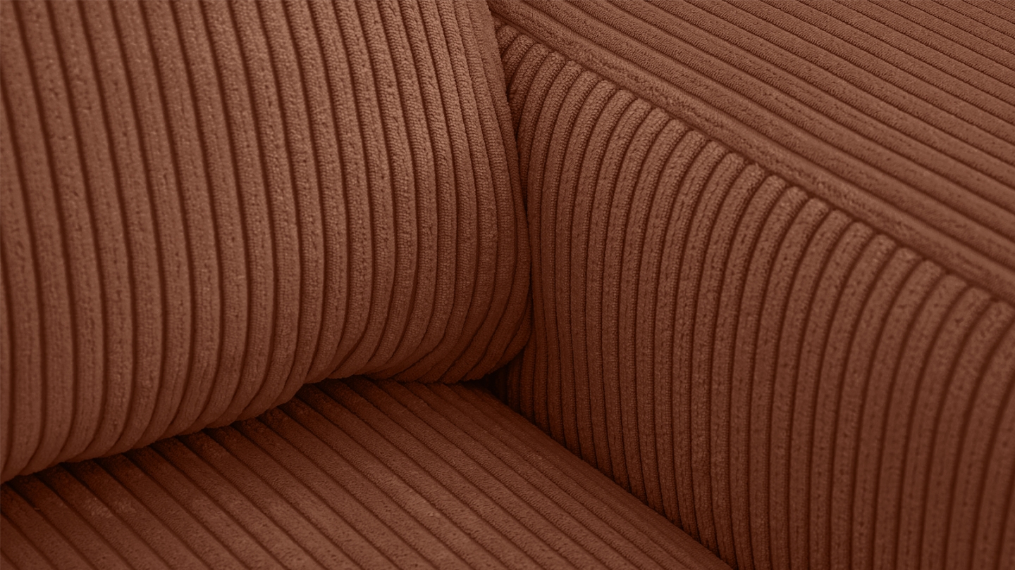 Canapé d'angle gauche convertible 3 places en velours côtelé rouille - Sonny Canapé d'angle gauche convertible 3 places en velours côtelé rouille - Sonny