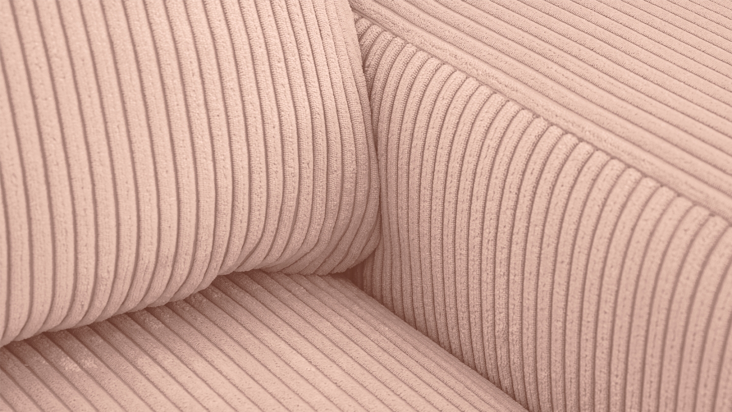 Canapé d'angle gauche convertible 3 places en velours côtelé rose pâle - Sonny