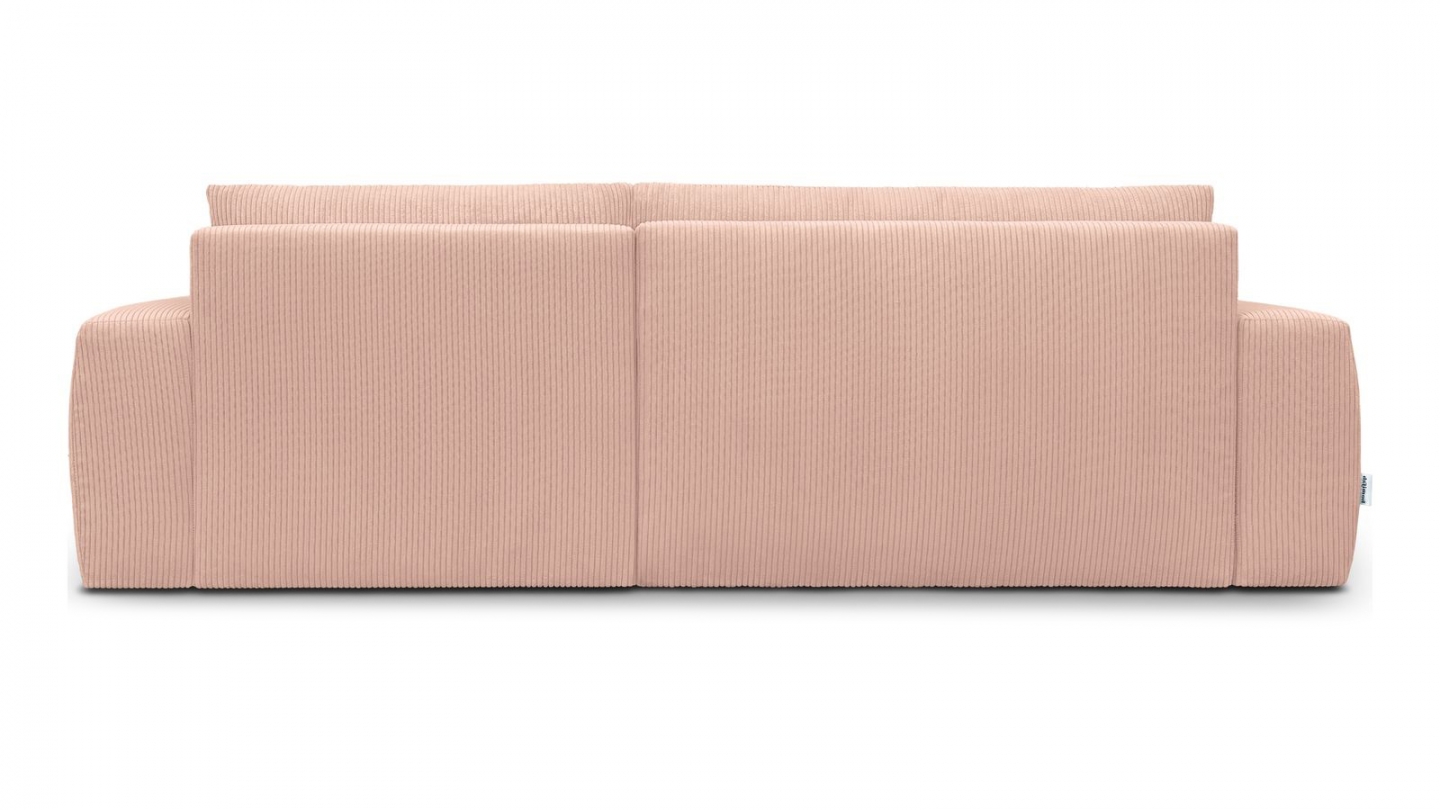 Canapé d'angle droit convertible 3 places en velours côtelé rose pâle - Sonny Canapé d'angle droit convertible 3 places en velours côtelé rose pâle - Sonny